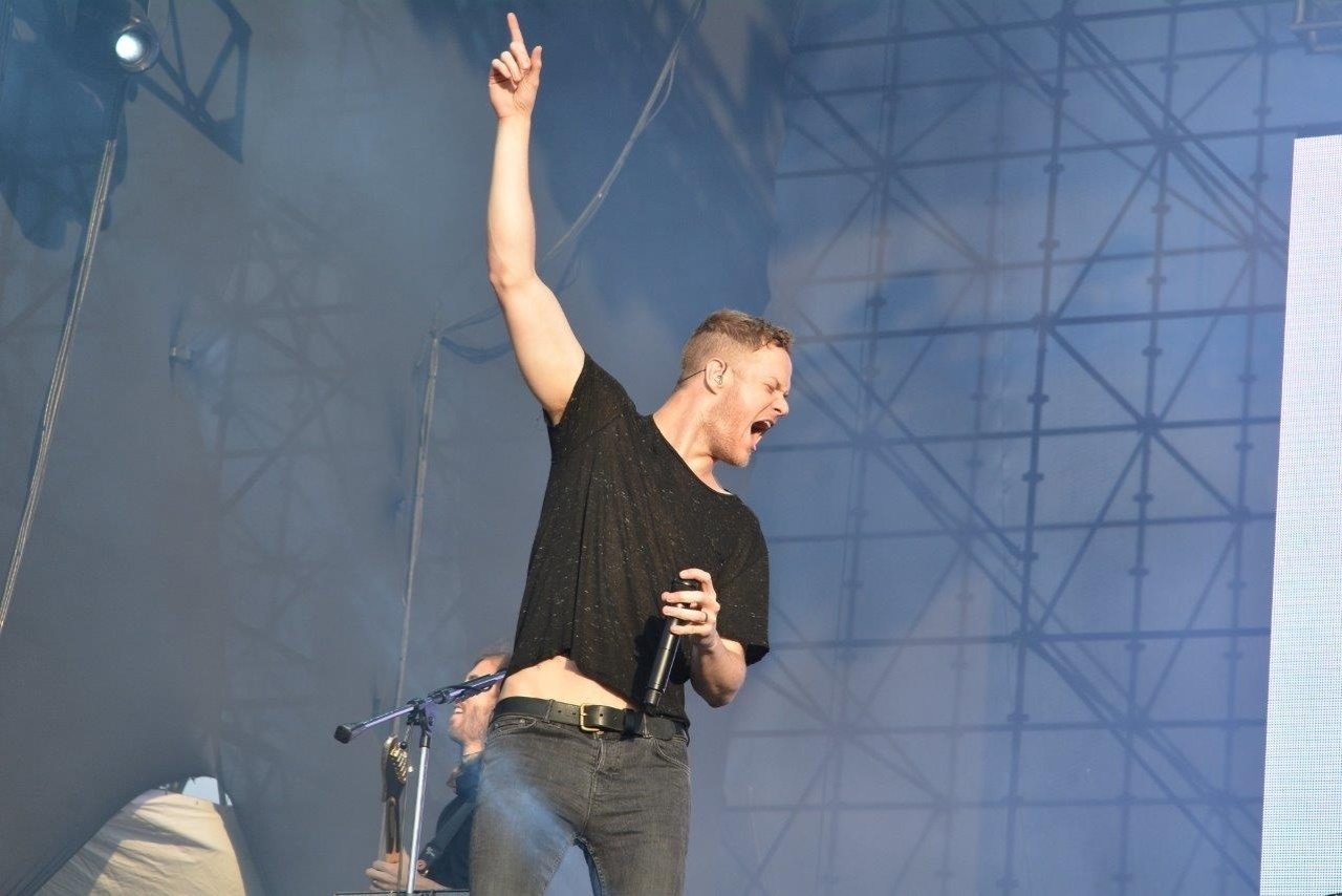 5.abr.2014 - Imagine Dragons faz show no Lollapalooza 2014 no Autódromo de Interlagos, em São Paulo - Caio Duran/AgNews