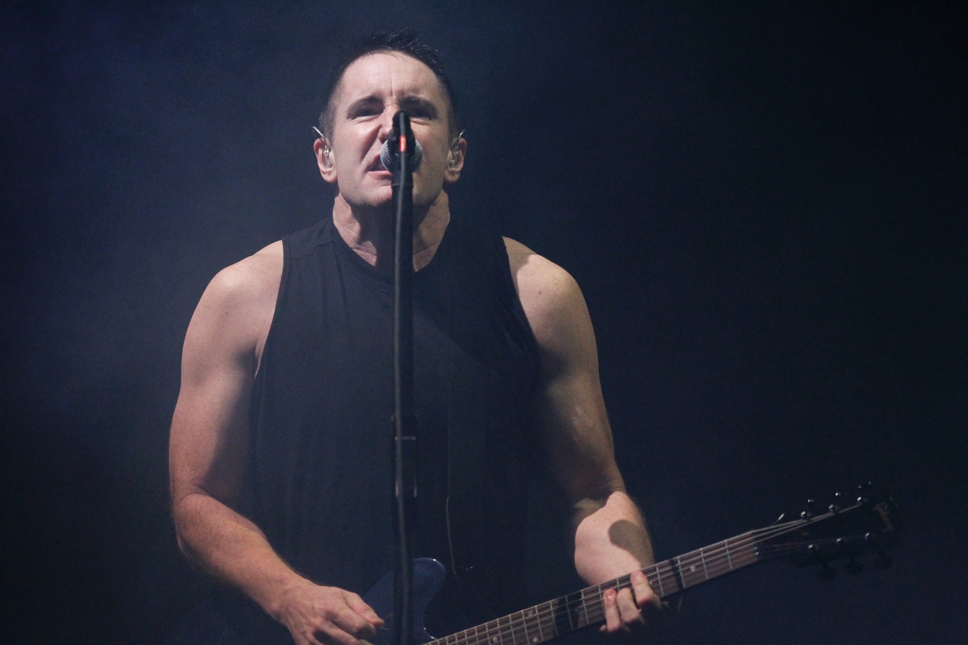 5.abr.2014 - Nine Inch Nails se apresenta no Lollapalooza 2014 no Autódromo de Interlagos, em São Paulo - Reinaldo Canato/UOL