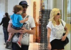 Ex-BBB Clara e o marido Fabian circulam com o filho por aeroporto no Rio - William Oda/AgNews