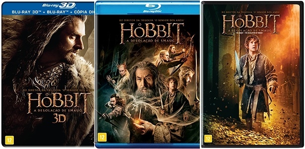 Capas do Blu-ray 3D, Blu-ray e DVD de "O Hobbit: A Desolação de Smaug" - Reprodução