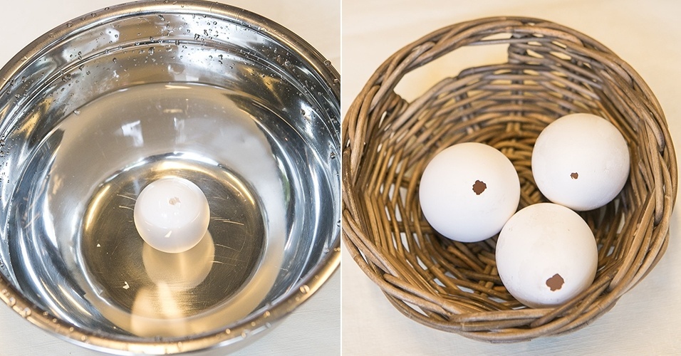 Para garantir a limpeza do ovo, Gabriela Cuglovici, oficineira do Mamusca, dá a dica de deixá-lo por cerca de 30 minutos de molho na solução de água com vinagre. Depois disso, deixe o ovo secar por 24 horas, e então ele estará pronto para continuar o processo de pintura e recheio - Rodrigo Capote/UOL