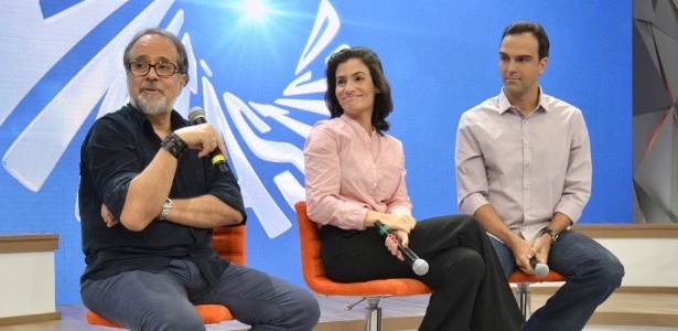 Luiz Nascimento, Renata Vasconcelos e Tadeu Schmidt no "Fantástico"