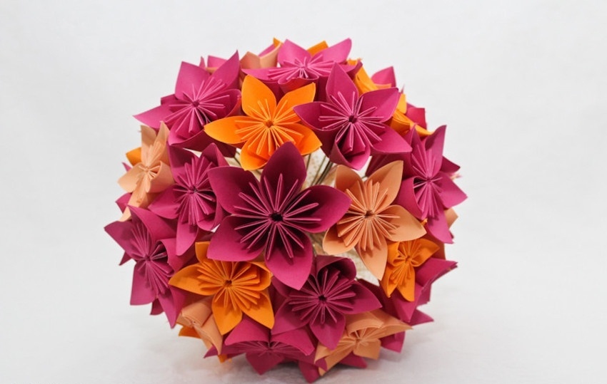 - Buquê de flor de cerejeira em origami
