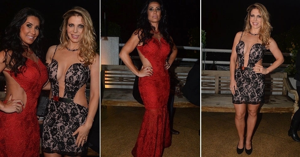 Scheila Carvalho e Sheila Mello chamam atenção com seus vestidos em evento