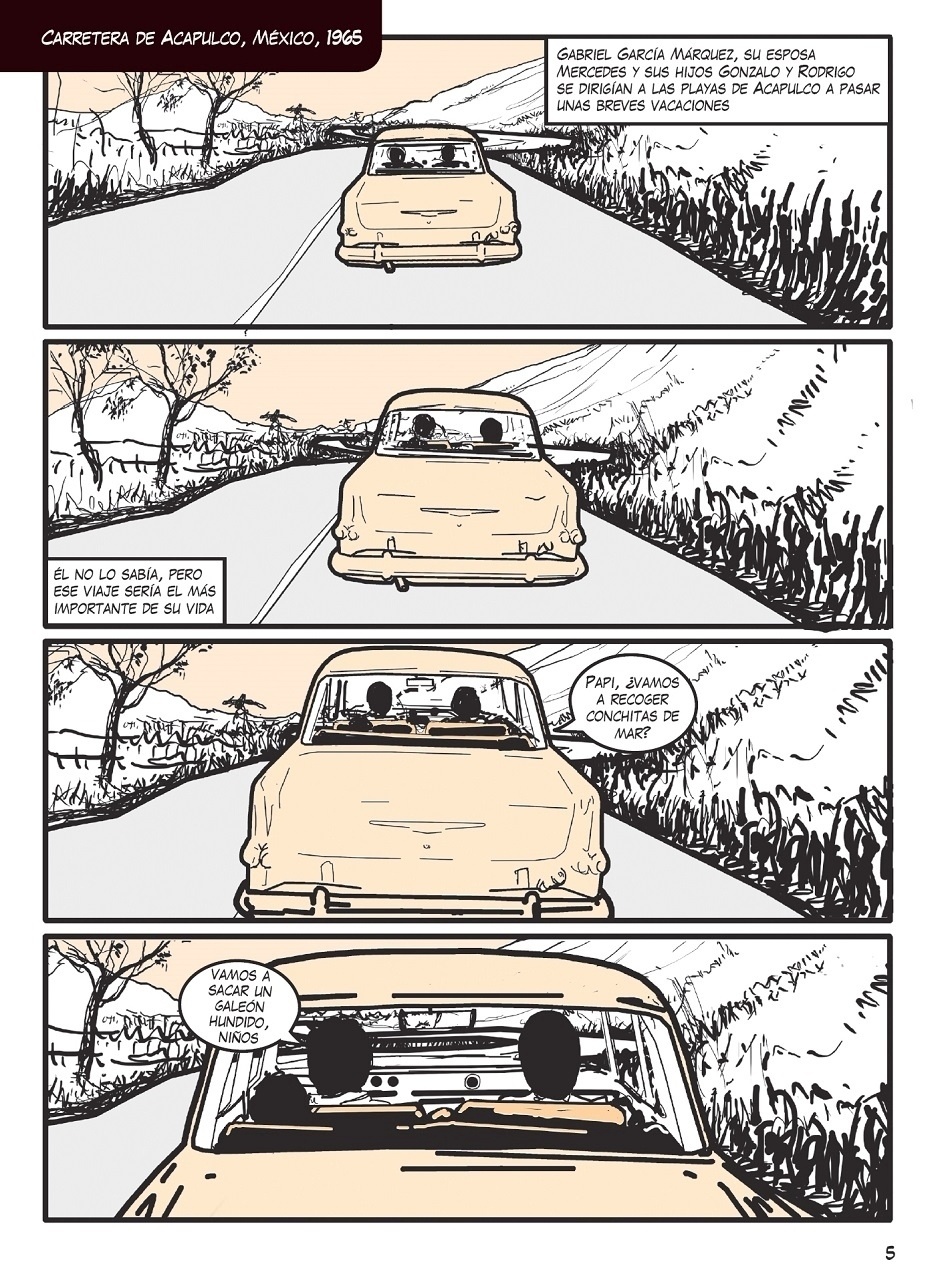 Página da história em quadrinhos "Gabo - Memórias de uma Vida Mágica", sobre o escritor Gabriel García Márquez - Reprodução