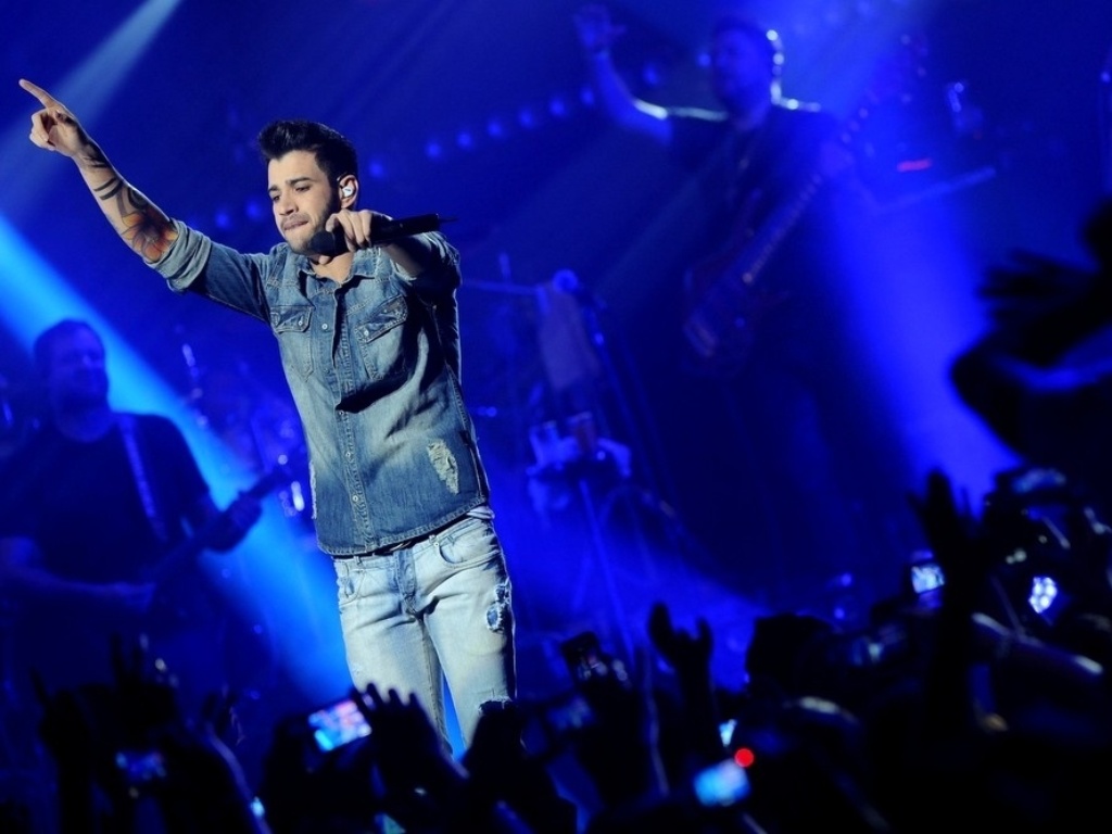 17.abr.2014 - Gusttavo Lima lança sua nova turnê "Do Outro Lado da Moeda" com grande show no Citibank Hall, na zona sul de São Paulo - Francisco Cepeda/AgNews