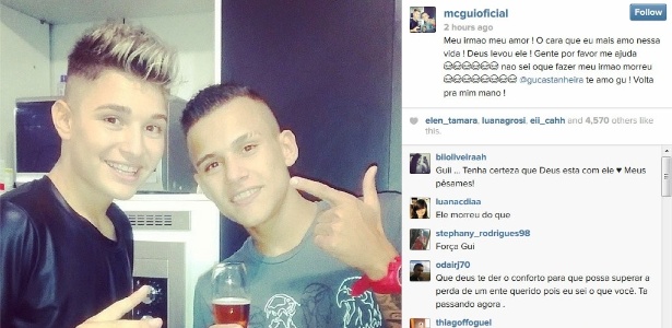 21.abr.2014 - MC Gui usou o Instagram ara lamentar a morte do irmão - Reprodução/Instagram