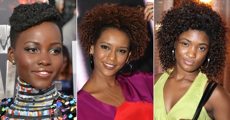 Lupita Nyong'o, Taís Araújo e Erika Januza exibem cabelos afro em diversos estilos - Getty Images/Rede Globo/Claudio Andrade e Thyago Andrade/Photo Rio News