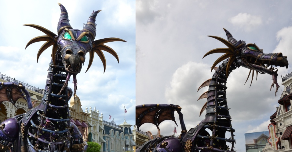 O dragão da história da Bela Adormecida é um dos carros mais impressionantes da Disney Festival of Fantasy Parade