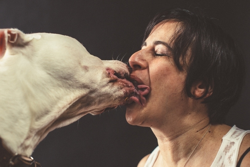 O fotógrafo Chris Sembrot criou o projeto "Humans Kissing Dogs", no qual mostra pessoas beijando seus melhores amigos na boca. "Beijar é uma forma libertadora de mostrar afeto com os cães que os amam incodicionalmente", descreve o fotógrafo em seu blog - Divulgação/Chris Sembrot