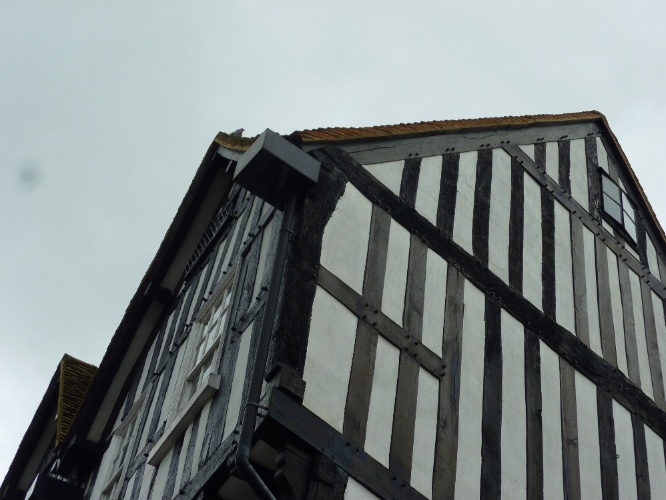 Detalhe da estrutura de uma das casa do centro de Stratford-upon-Avon