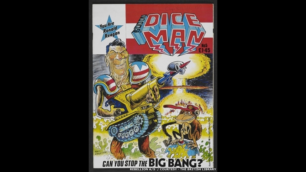 Depois, vêm uma série de salas que tratam da forma como a política foi retratada pelo gênero - The British Library