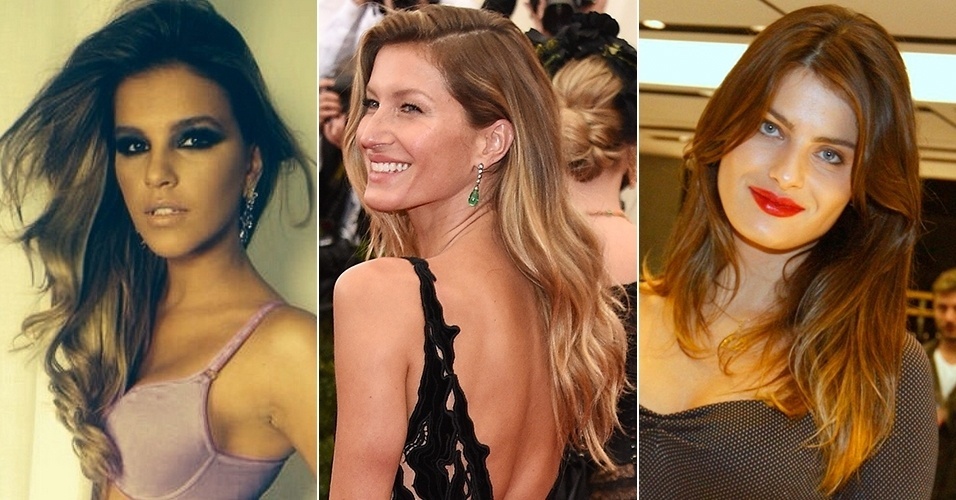 Mariana Rios, Gisele Bündchen e Isabelli Fontana exibem cabelos iluminados por luzes californianas e "ombré", as mais pedidas pelas mulheres - Reprodução/Instagram/GettyImages/AgNews/Léo Franco