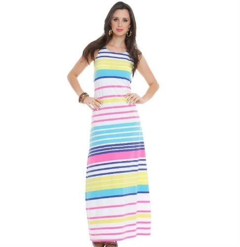 Vestido longo listrado - Divulgação