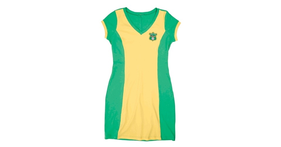 Vestido verde e amarelo; R$ 39,90, na Mercatto (www.modamercatto.com.br). Preço pesquisado em maio de 2014 e sujeito a alterações - Divulgação