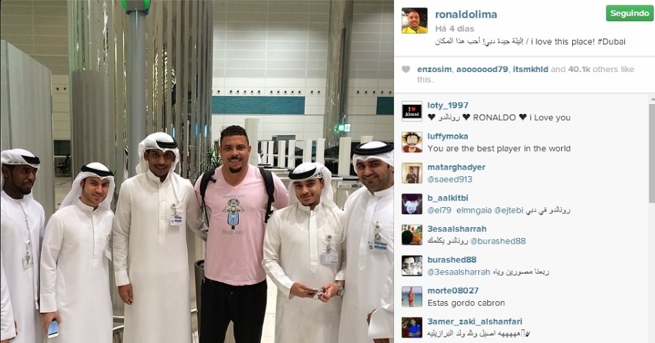 Ronaldo posta foto em Dubai e diz: 