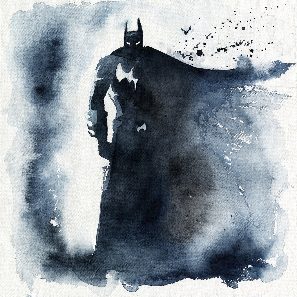 A ilustradora francesa Clémentine Campardou criou uma série de belas ilustrações de super-heróis em aquarela, vendidas no site boutique.blule.fr. Na Imagem, Batman - Divulgação