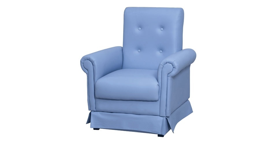 Poltrona MX Mama em couro sintético azul claro, da marca Matrix. O encosto é de percinta cinta elástica espuma DS 20 e o assento com espuma DS 26. Na Americanas.com (www.americanas.com.br). R$ 559,00. Preço consultado em abril de 2014, sujeito a alterações - Divulgação
