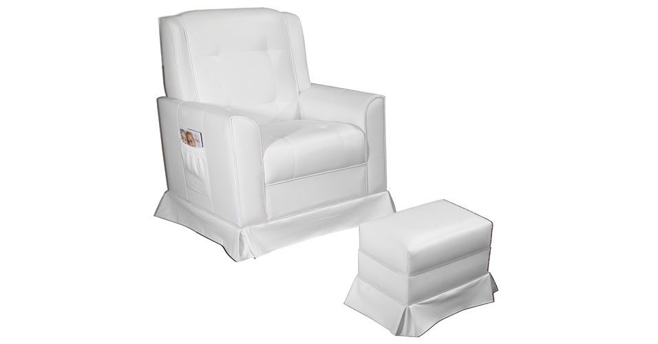 Poltrona Elegance Baby Balanço com peseira em corino, da marca Pelmex. O assento e o encosto são revestidos por espuma 100% poliuretano. Na Americanas.com (www.americanas.com.br). R$ R$ 599,00. Preço consultado em abril de 2014, sujeito a alterações - Divulgação