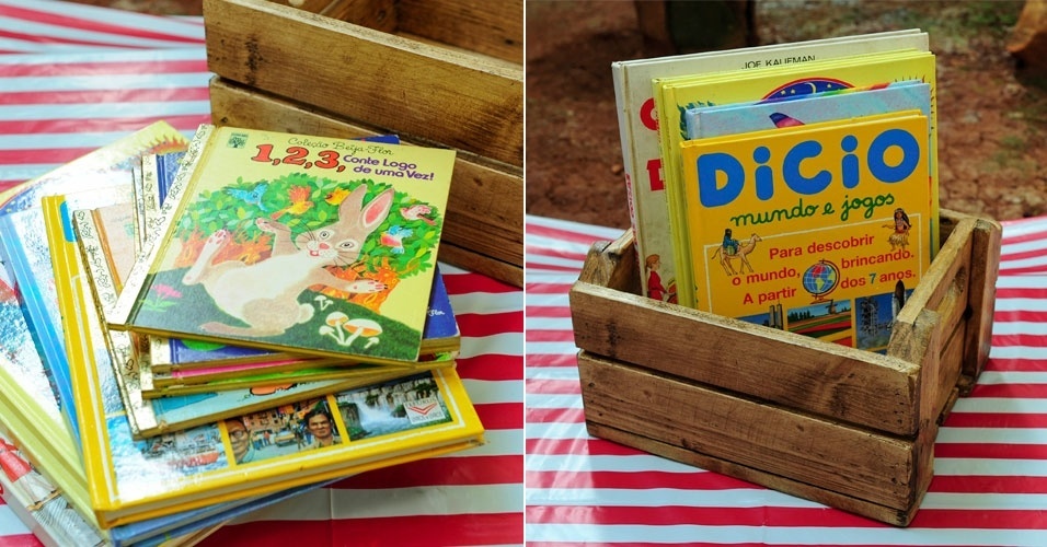 Da biblioteca do seu filho, escolha os livros que ele mais gosta, acomode em outro caixote de madeira e deixe à disposição dos convidados do aniversário - Junior Lago/UOL