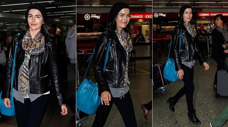 26.mai.2014 - Camilla Belle desembarcou no aeroporto de Guarulhos, em São Paulo