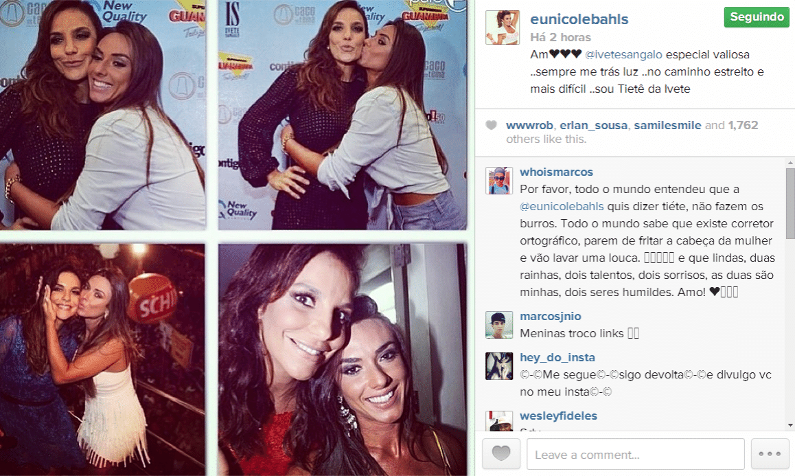 27.mai.2014 - Nicole Bahls faz homenagem a Ivete Sangalo no dia do aniversário da amiga