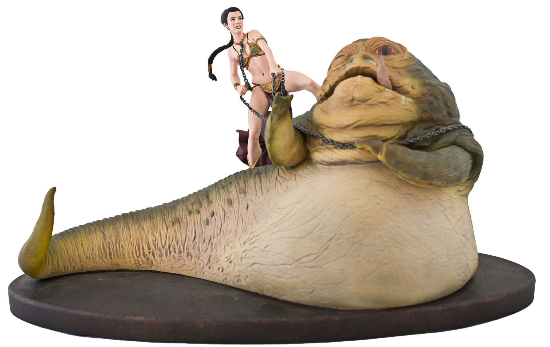 ACTION FIGURE LEIA ESCRAVA ENFORCANDO JABBA - Nada de Leia escravizada aos pés de Jabba, mas sim a princesa em um momento durona se vingando do Hutt - Divulgação