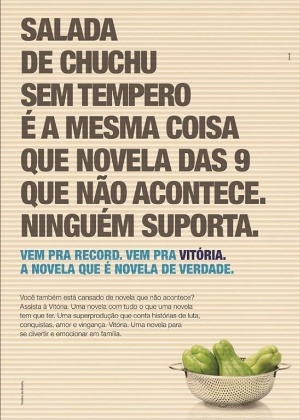 30.mai.2014- Record provoca "Em Família" em anúncio publicado em um jornal paulista na quinta-feira para divulgar "Vitória"