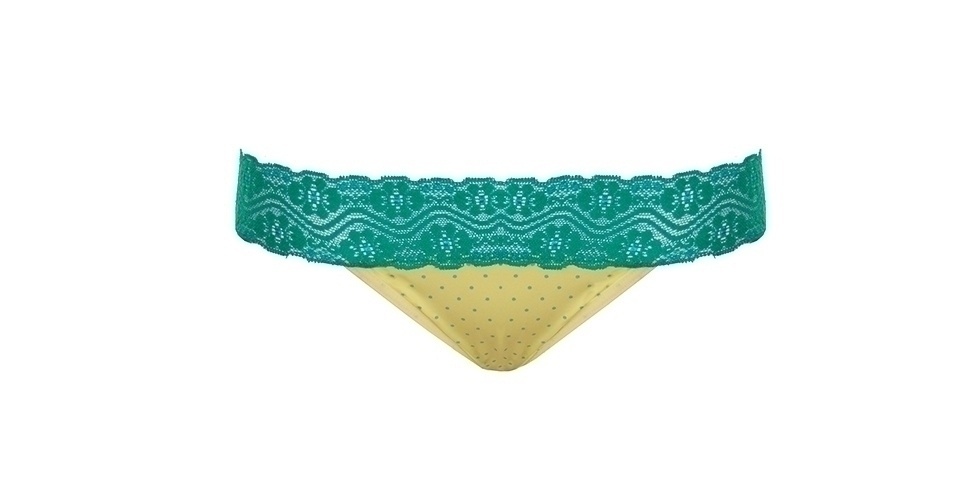 Calcinha amarela com bolinhas e renda verde, da Darling. Preço: R$ 31. Informações: www.darling.com.br - Divulgação