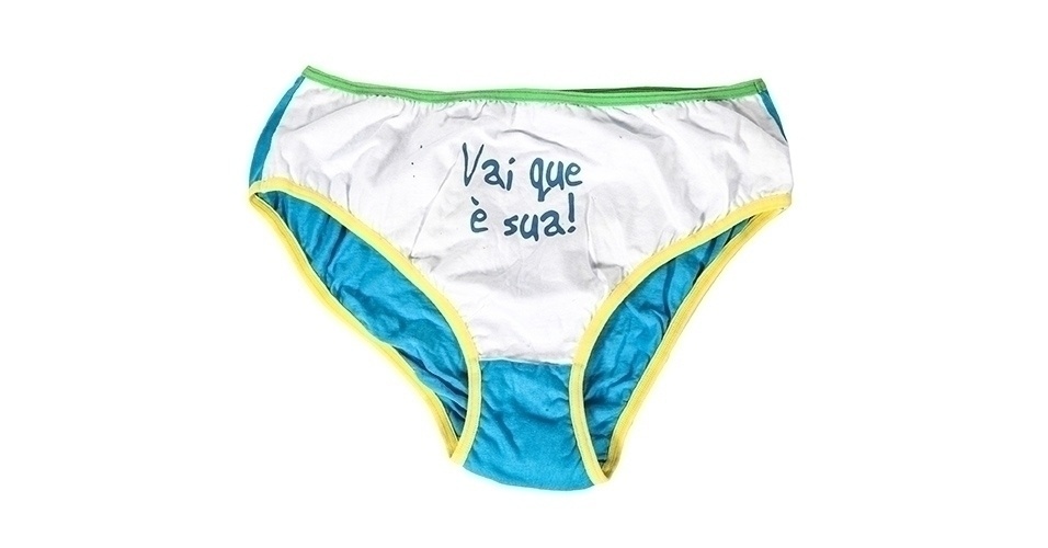 Calcinha com a frase "Vai que é sua!", da Alessa. Preço: R$ 35. Informações: www.casadaalessa.com.br - Divulgação