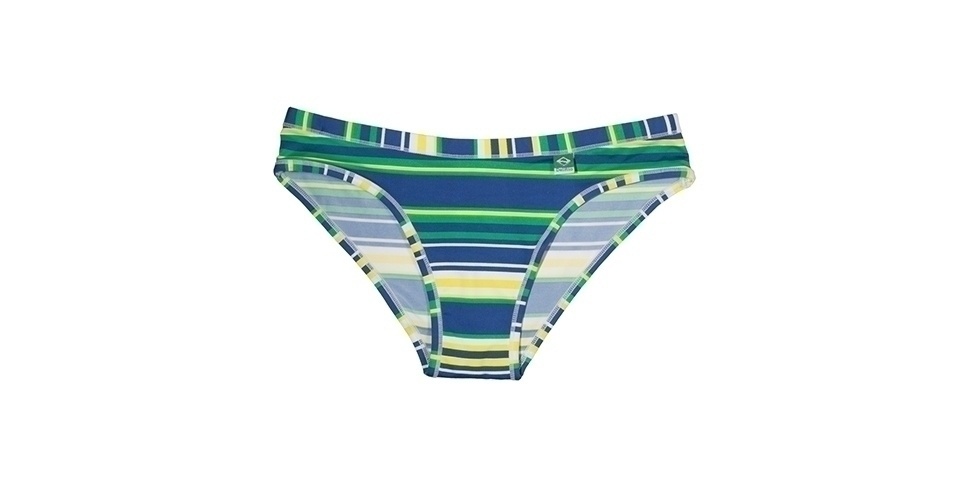 Calcinha listrada com as cores da bandeira brasileira, da DelRio. Preço: R$ 19,90. Informações: www.delrio.com.br | Preço e disponibilidade pesquisados em junho de 2014 e sujeitos a alterações - Divulgação