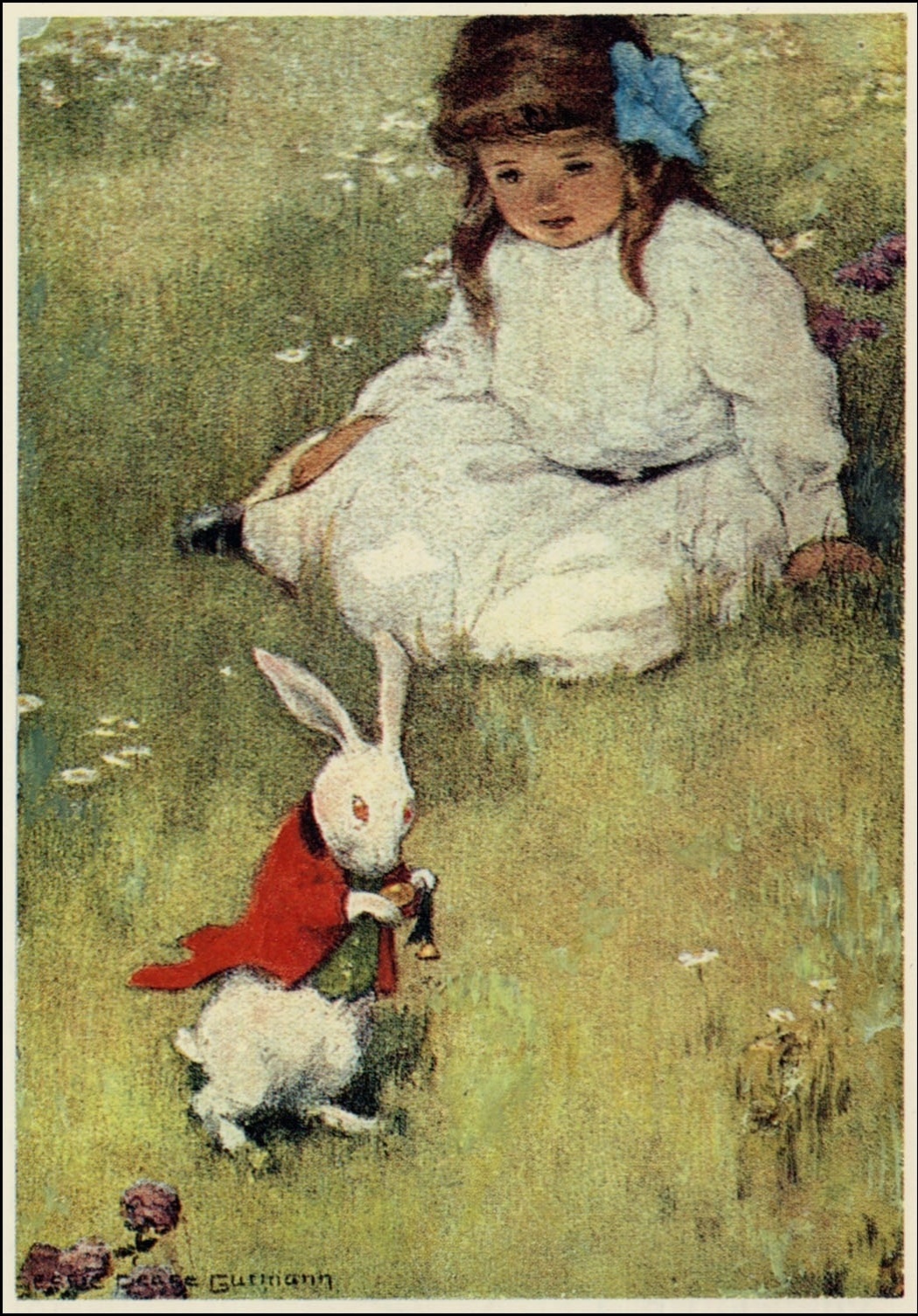 Ilustração de Bessie Pease Gutmann para "As Aventuras de Alice no País das Maravilhas" - Reprodução