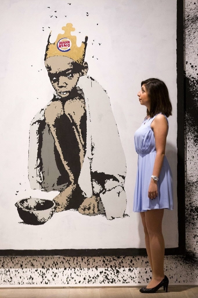 Exposição não-autorizada em Londres reúne 70 obras de Banksy - Justin Tallis/AFP