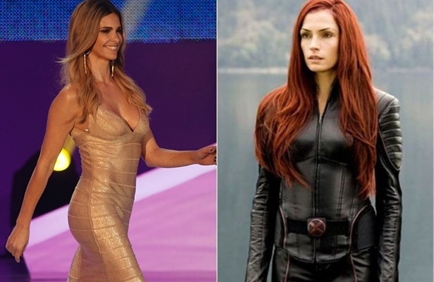 A modelo gaúcha Fernanda Lima (esq.) foi a escolha unânime na hora de pensar que outra mulher teria a elegância e as curvas da linda Famke Jamsen, que interpretou Jean Grey nas primeiras aventuras do X-Men no cinema - AP, Divulgação/Montagem UOL