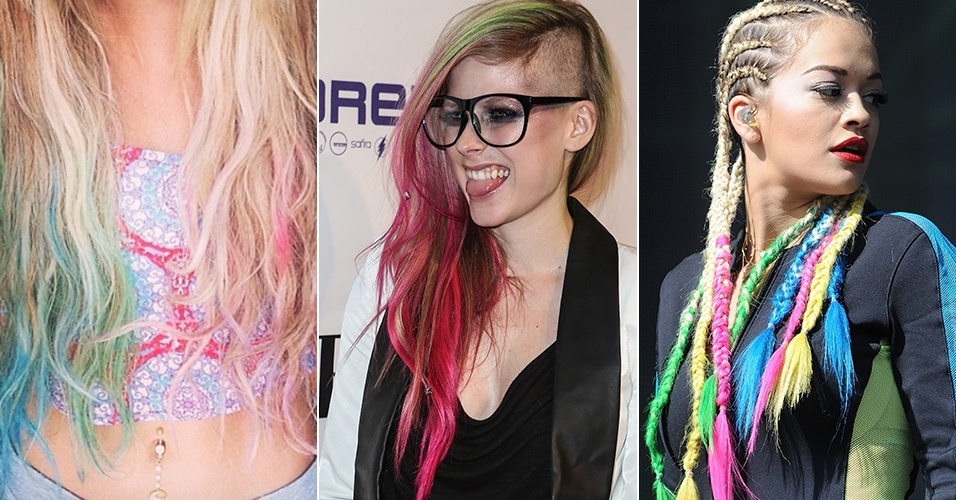 Vanessa Hudgens, Avril Lavigne e Rita Ora exibem cabelos coloridos - Getty Images/Reprodução Instagram