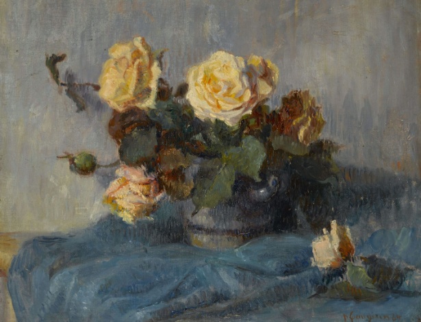 Reprodução da pintura "Bouquet de Roses", obra recém-descoberta do pintor Paul Gauguin (1848-1903), que irá a leilão com valor estimado em cerca de R$ 4,5 milhões - EFE