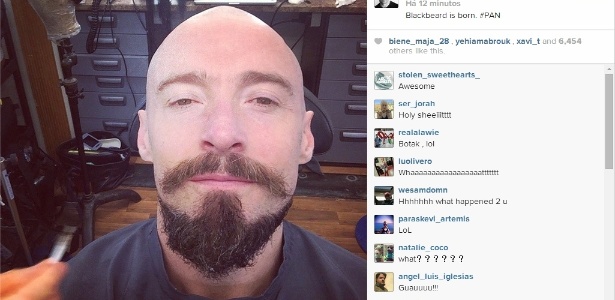 Huck Jackman raspa cabeça e deixa barba crescer para papel no filme "Peter Pan" - Reprodução/Instagram