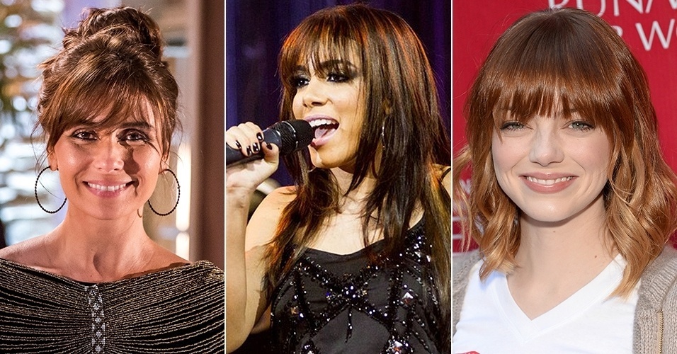 Giovanna Antonelli, Anitta e Emma Stone exibem as franjas do momento - Paulo Belote/Globo/André Bittencourt/GettyImages