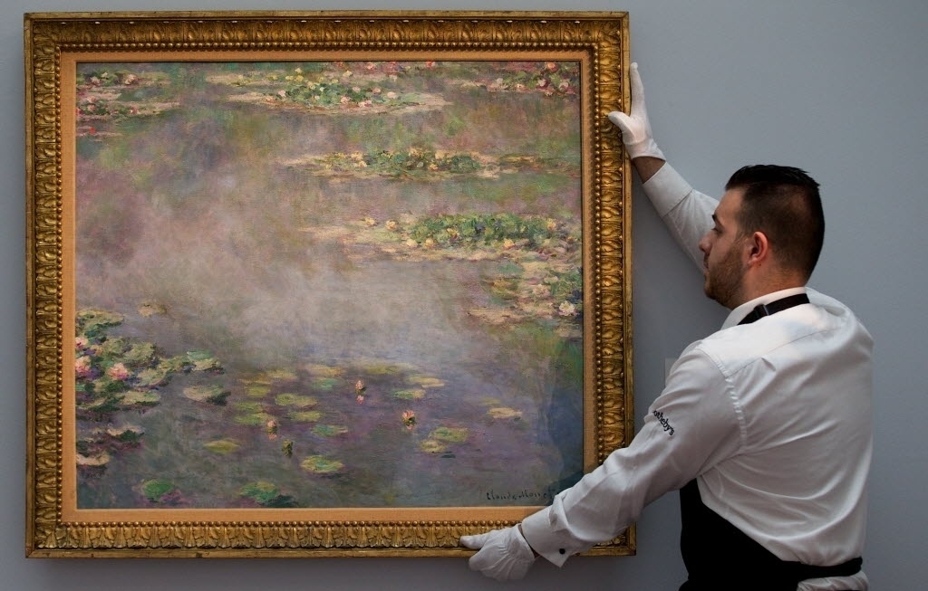 Duadro da série "Nenúfares", de Claude Monet, leiloado por US$ 54 mi na casa Sotherby - Andrew Cowie/AFP Photo