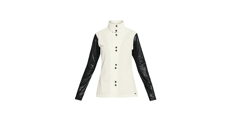 Casaco em branco e preto, da Quintess, na Posthaus. Preço: R$ 79,99. Informações: www.posthaus.com | Preço e disponibilidade pesquisados em junho de 2014 e sujeitos a alterações - Divulgação