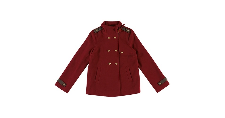 Casaco vinho com botões dourados e detalhe nos ombros e punhos, da Lunender. Preço: R$ 187,10. Informações: www.lunender.com.br | Preço e disponibilidade pesquisados em junho de 2014 e sujeitos a alterações - Divulgação