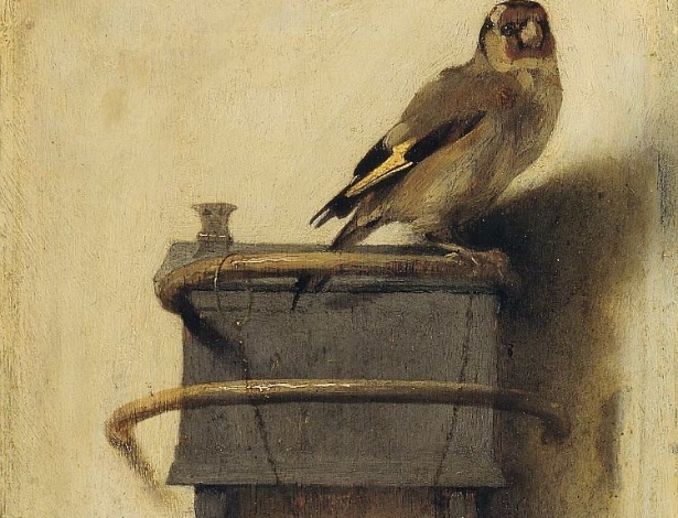 Detalhe da obra "O Pintassilgo", do pintor Carel Fabritius, exibida em Haia (Holanda) - Reprodução/Carel Fabritius