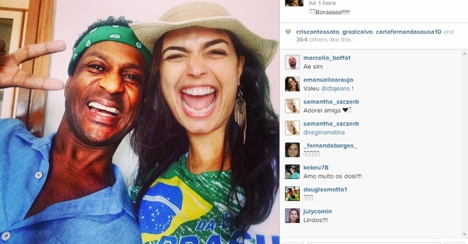 28.jun.2014 - Emanuelle Araújo publica foto ao lado de Luiz Miranda durante jogo de Brasil e Chile