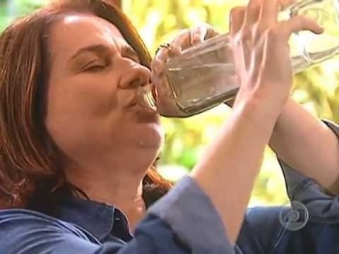 Na novela "Mulheres Apaixonadas" (2003), a professora Santana (Vera Holtz) chegava bêbada para dar aula. Em situações críticas, bebia até perfume. E tomava cachaça no côco-verde para disfarçar