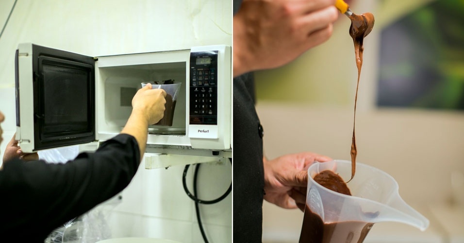 Para fazer a base do pirulito, leve o chocolate picado, em um recipiente apropriado, por um minuto em potência média no micro-ondas. Ou realize o procedimento em banho-maria no fogão - Leonardo Soares/UOL