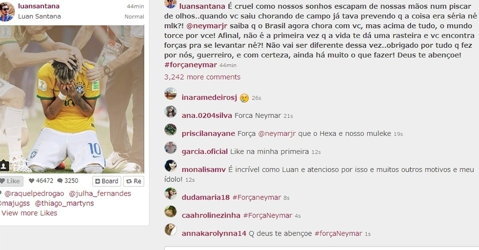 4.jul.2014 - Força Neymar - Luan Santana
