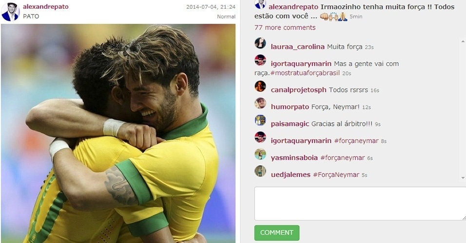 4.jul.2014 - Força Neymar - Pato