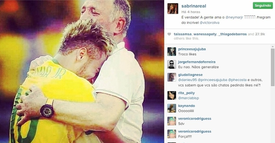 4.jul.2014 - Sabrina Sato também mostrou seu apoio a Neymar que quebrou uma vértebra durante o jogo entre Brasil e Colômbia