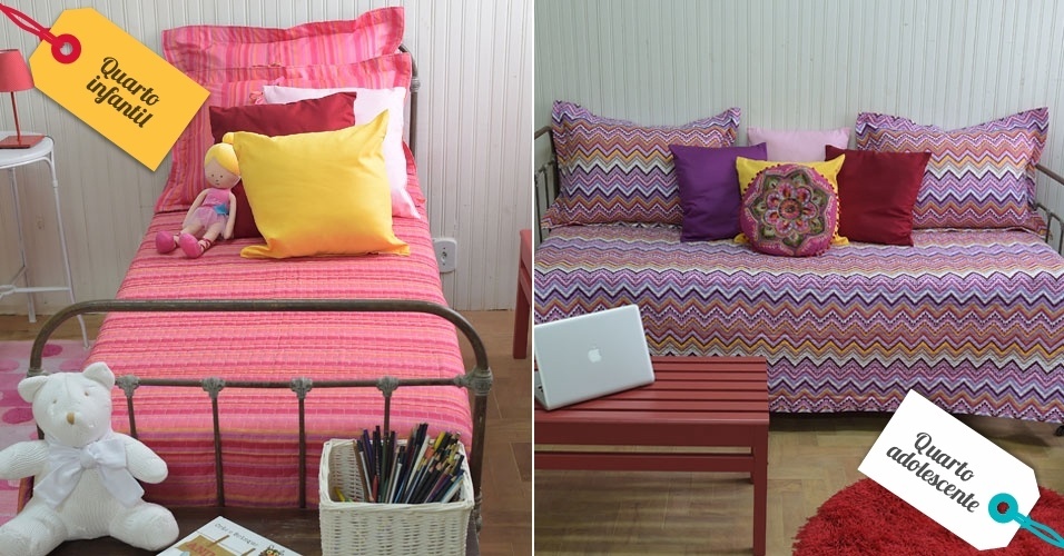 Trocar a cama de lugar é sempre um recurso válido para dar cara nova ao ambiente. No quarto adolescente, o móvel é encostado na parede e com a ajuda de travesseiros e almofadas transforma-se em um sofá - Reinaldo Canato/UOL