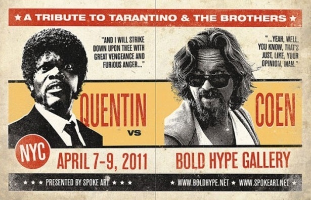 Cartaz da exposição Quentin vs. Coen de 2011 - Reprodução